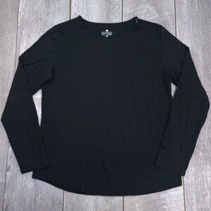 Segments Womens Baselayer Shirt Size Large Black Outdoor Hiking Merino Wool